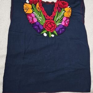 Floral Embroidered Navy Top